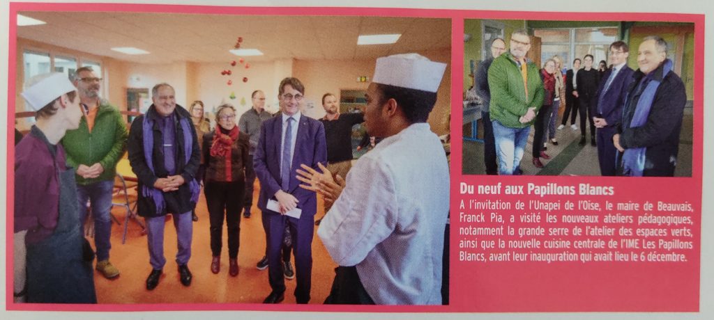 encart dans le magazine Beauvais notre territoire à propos de la venue du maire à l'IME Les Papillons Blancs pour découvrir en avant première l'exposition sur la laïcité