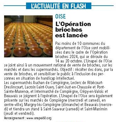 Courrier picard du 15 octobre 2024 - annonce de l'opération brioche